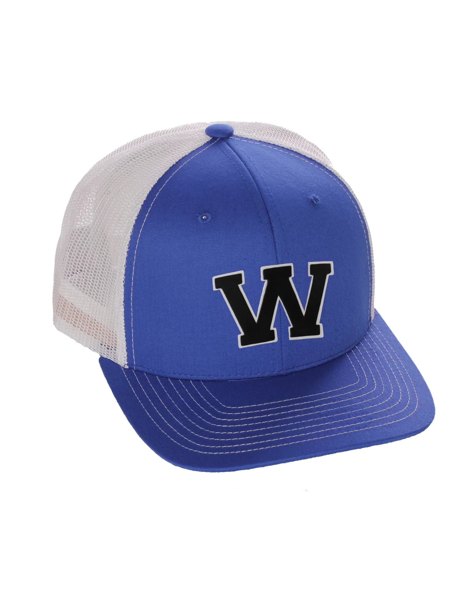 Structured Trucker Mesh Hat Custom Colors Letter W Initial Baseball Mid Profile