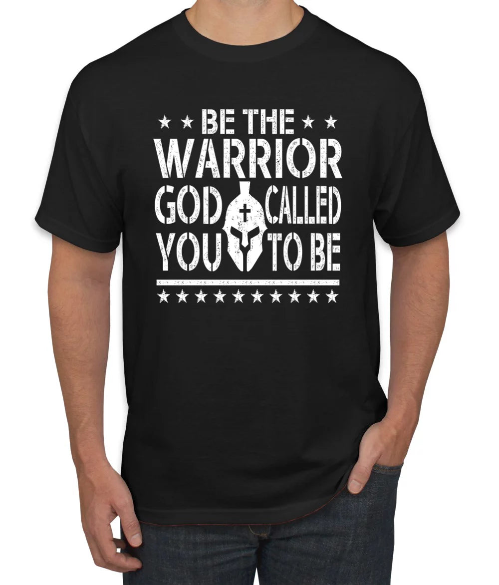 Wild Bobby Be The Warrior God Called You To Be Inspirational/Christian Men Graphic Tee, Black, Small