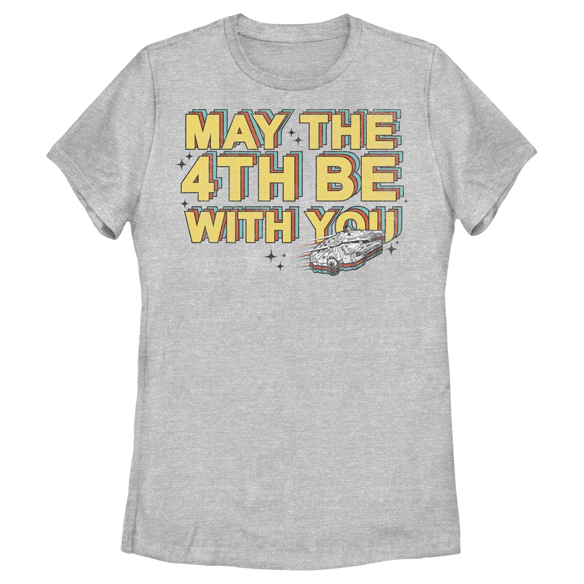 Women's Star Wars Millennium Falcon May the 4th Be With You  Graphic Tee Athletic Heather Medium