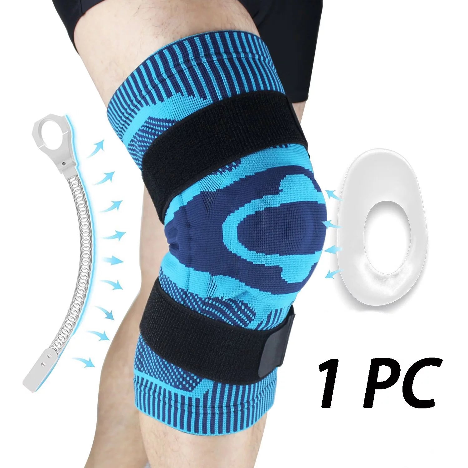 Knee Brace Support Compression Knee Sleeve with Patella Gel Pads & Side Stabilizers for Meniscus Tear Arthritis Joint Pain Relie
