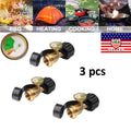 LineYDI Universal Fit Propane Tank Adapter Propane Pressure Brass Gauge Tank Converts POL to RV Camper, Cylinder, BBQ Gas Grill,3 PCS