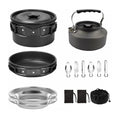 Non-Stick Lightweight Camping Cookware Set with Pot, Pan, Kettle, Stainless Steel Plates and Utensils, Ideal for Outdoor Cooking, Camping, Hiking, Picnics, and Backpacking