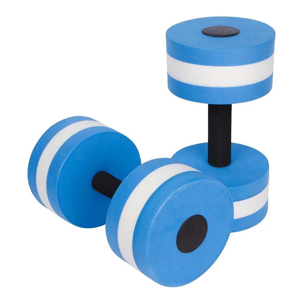 OUNONA 2PCS Aquatic Exercise Dumbells EVA Water Barbells Hand Bar For Water Resistance Aerobics (Blue)