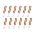 Corn Holders Set of 12 Stainless Steel Corn on The Cob Holders Fruit Forks with Wood Handle for Home Cooking and BBQ Twin Prong Sweetcorn Holders