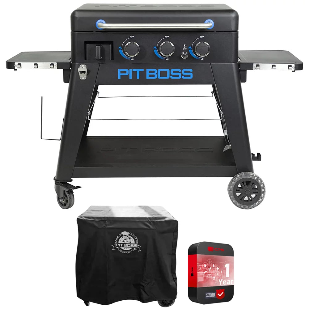 Pit Boss 10781 Portable 3-Burner Lift-Off Griddle, PB3BGD2 Bundle with Pit Boss Griddle Cover and 1 YR CPS Enhanced Protection Pack