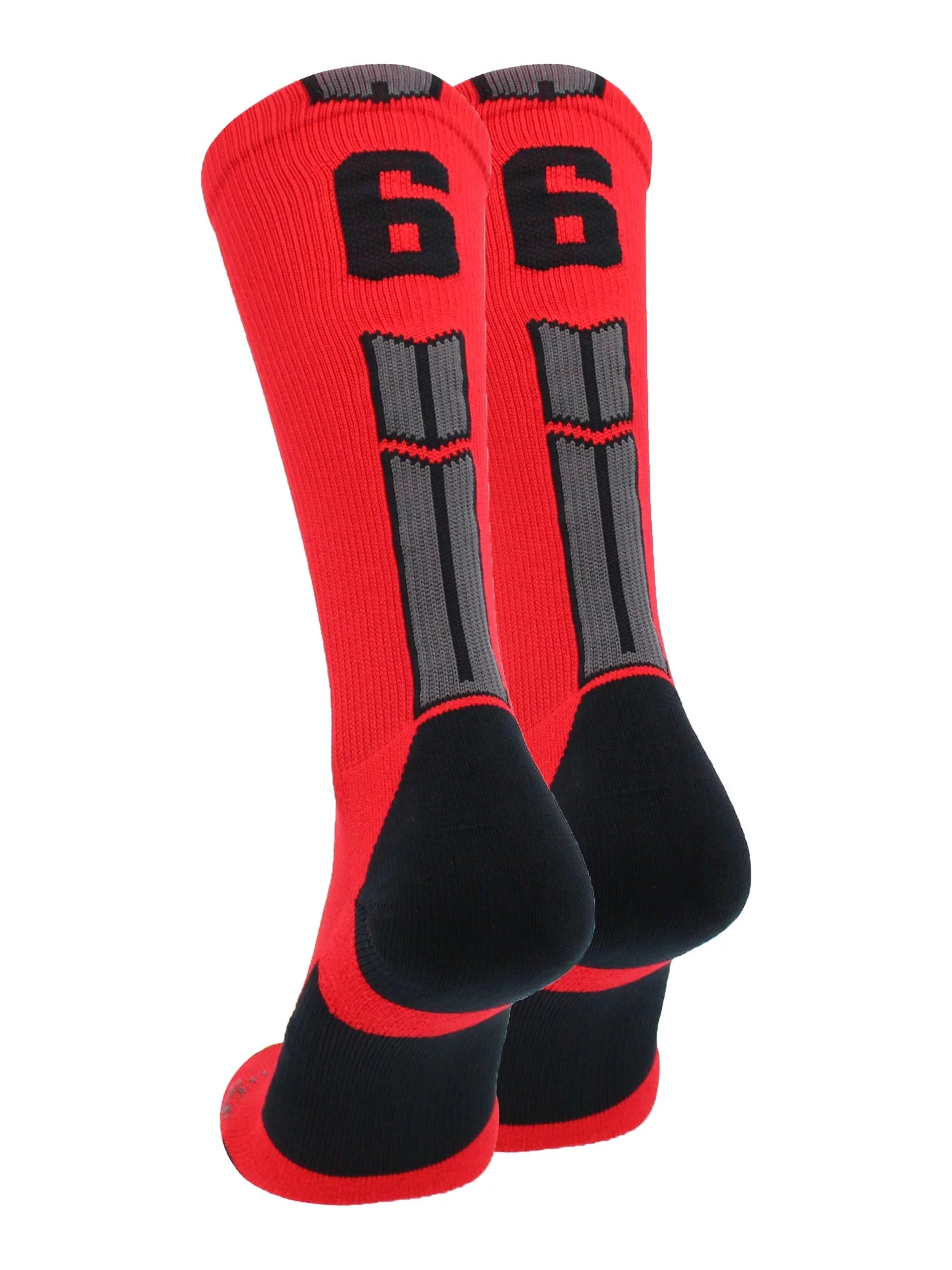 Red/Black Player Id Crew Number Socks (#66, Small)