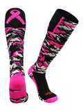 TCK Elite Breast Cancer Aware Woodland Camo Football Baseball Knee-High Socks (Small)