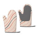 XMXT 2 Pcs Silicone Oven Mitts, Colorful Abstract Lines Thickened Non-Slip BBQ Gloves, Beige