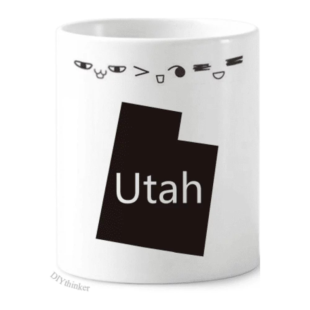 Utah The United States Of America Map Toothbrush Mug Cup Cartoon Lovely Pen Holder