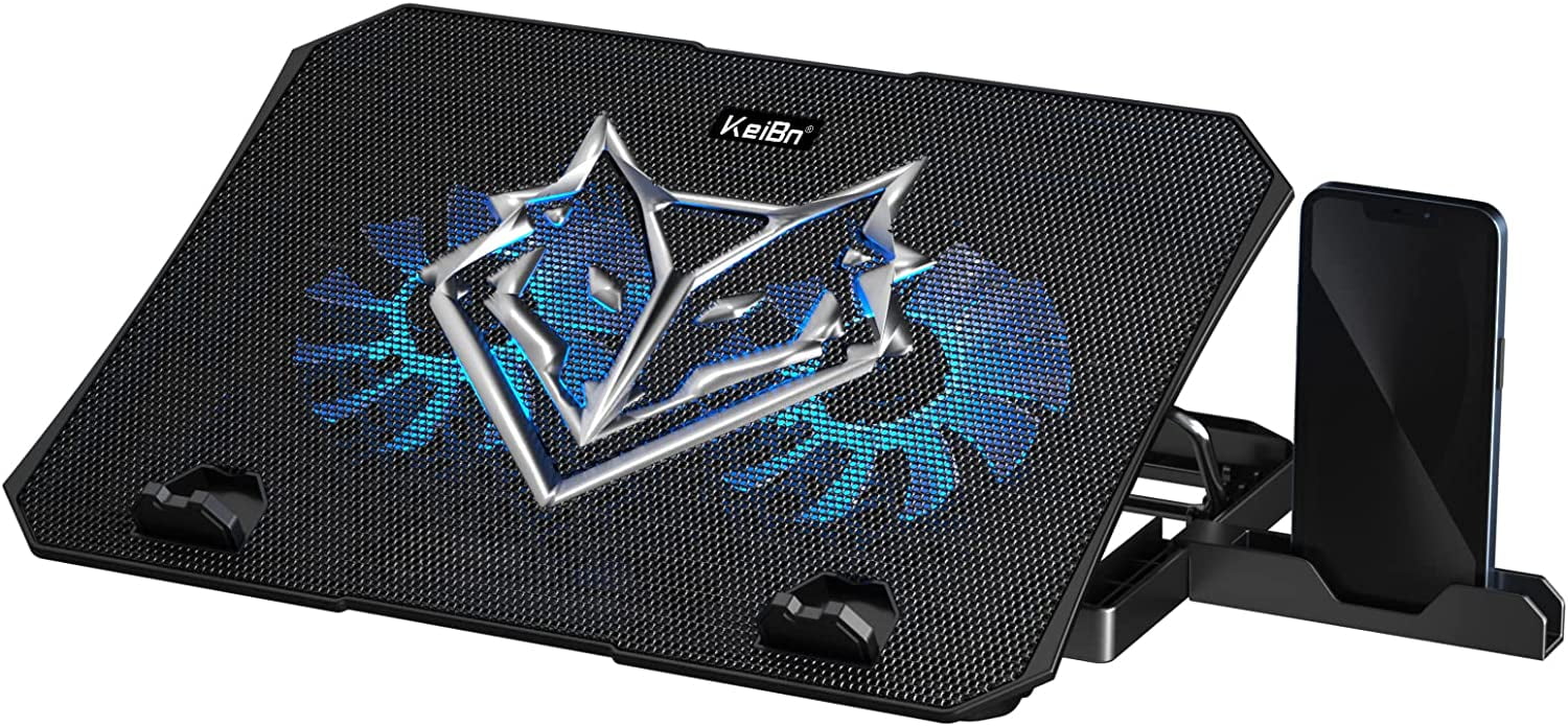 2022 Upgrade Laptop Cooling Pad, Laptop Cooler 2 Fans for 10-15.6 Inch Laptops, 5 Height Stands, 2 USB Ports