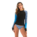 Women's Wetsuit Long-sleeved Pullover Two Piece Briefs Snorkeling Surfing Swimsuit,Flower Shoulder S