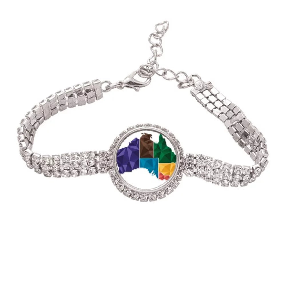 Australia Map Territory State Colorful Tennis Chain Anklet Bracelet Diamond Jewelry