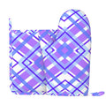 XMXY Oven Mitts and Pot Holders 2 Pcs Sets, Geometric Plaid Heat Resistant Silicone Cooking Gloves for Grill Baking BBQ Kitchen Decor