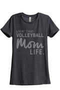 Thread Tank Livin' That Volleyball Mom Life Women's Fashion Relaxed Crewneck T-Shirt Tee Charcoal Small