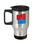 Grill Coffee Mug - Chill - BBQ Gift - 14 oz Stainless Steel Travel Cup