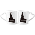 Idaho The United States Of America Map Couple Porcelain Mug Set Cerac Lover Cup Heart Handle