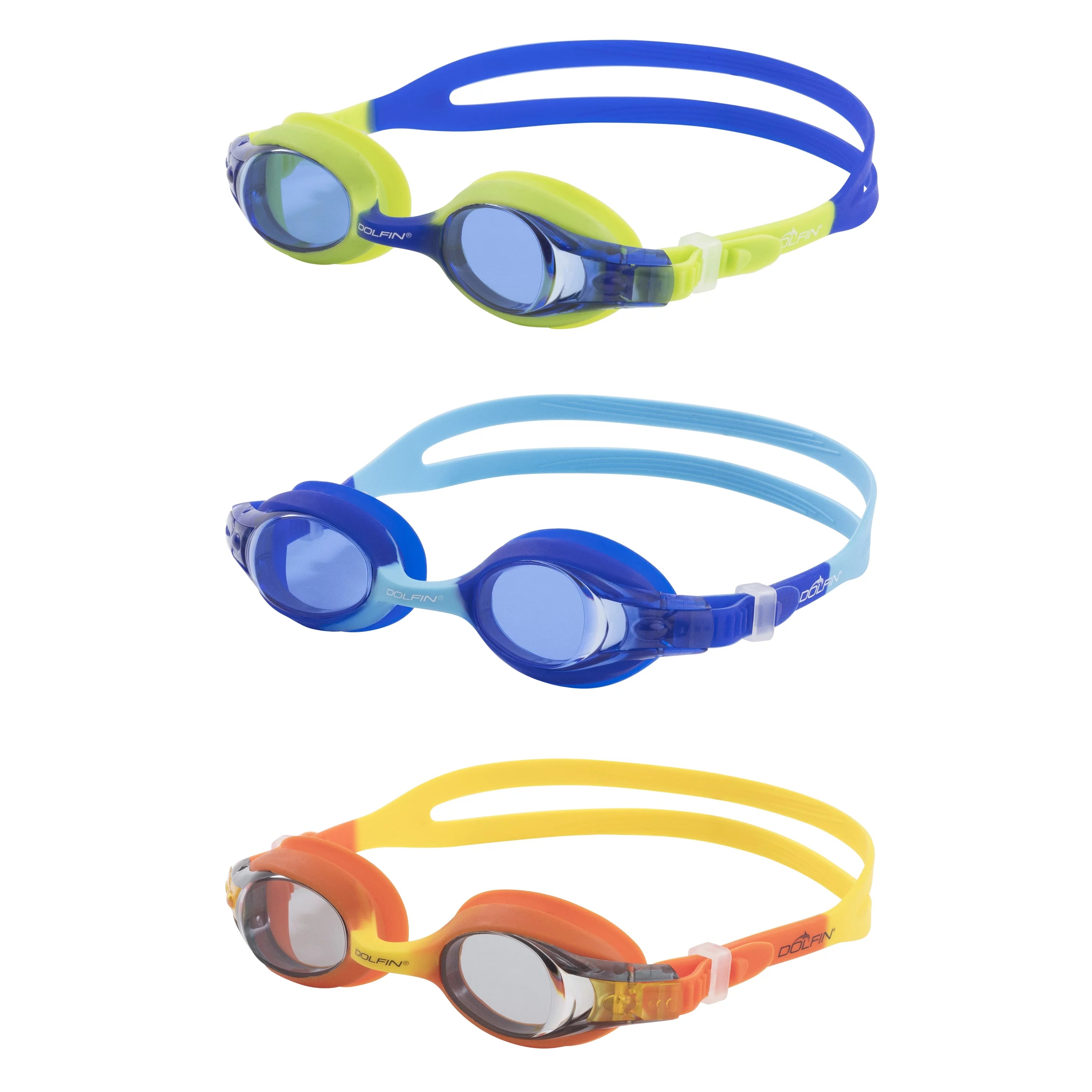 Dolfin Flipper Junior Multi-color Swimming Sport Goggles (3 Pieces)