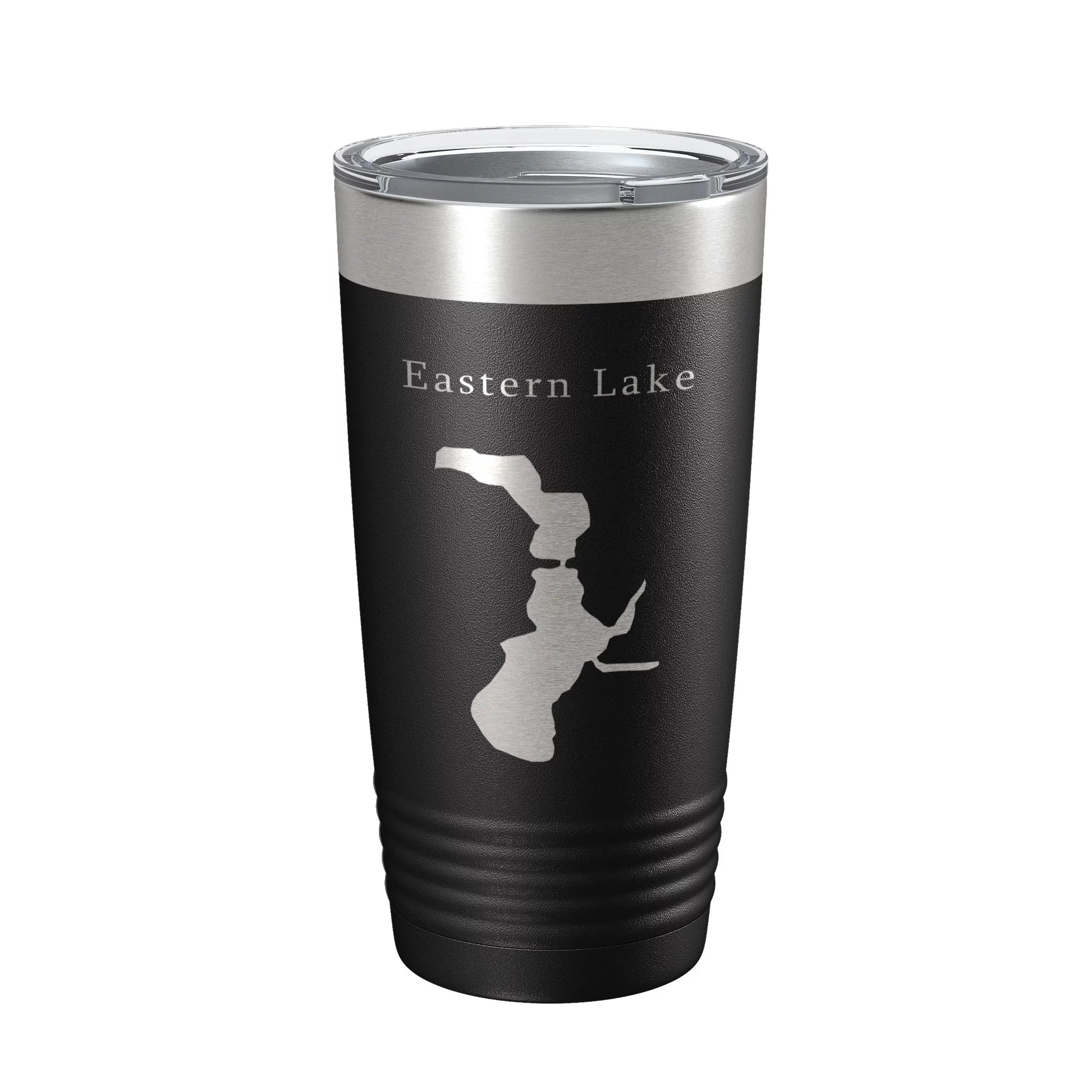 Eastern Lake Map Tumbler Travel Mug Insulated Laser Engraved Coffee Cup Florida 20 oz Black