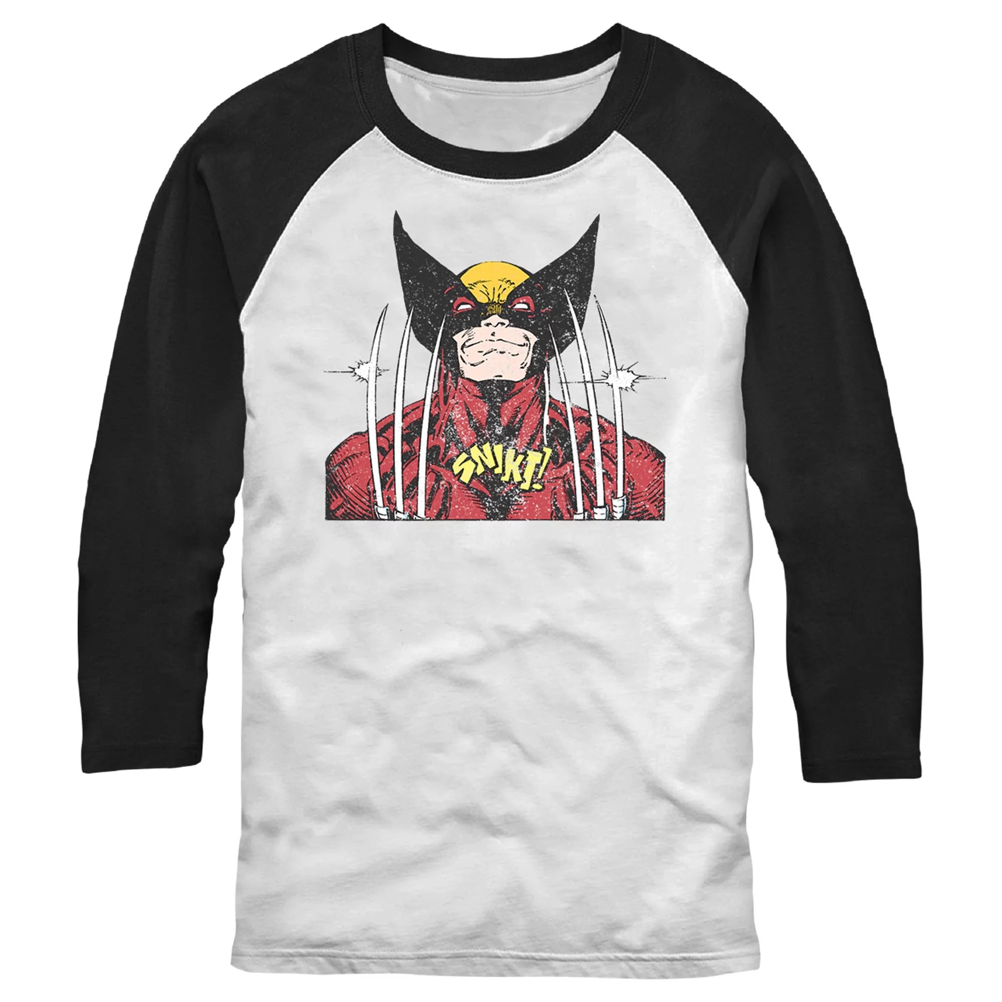 Men's Marvel Wolverine Vintage Snikt  Baseball Graphic Tee White/Black Medium
