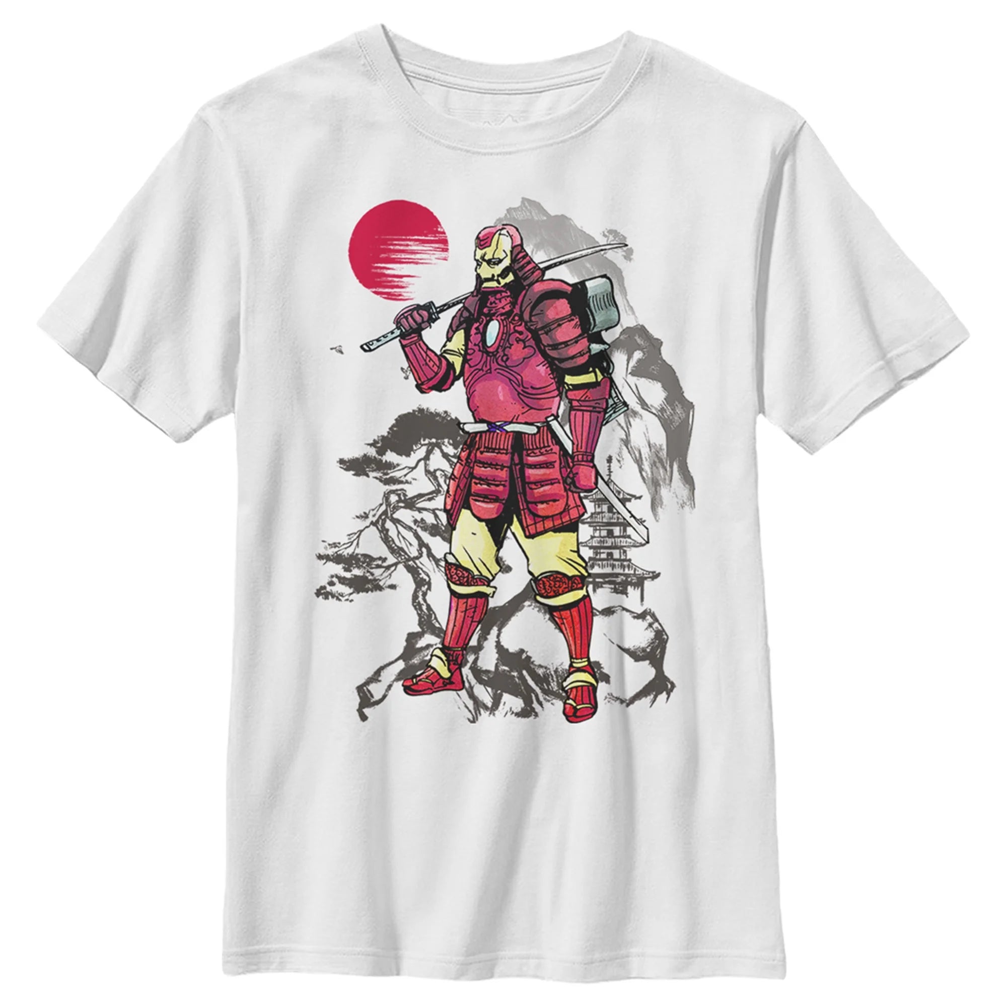 Boy's Marvel Iron Man Samurai Warrior  Graphic Tee White X Large