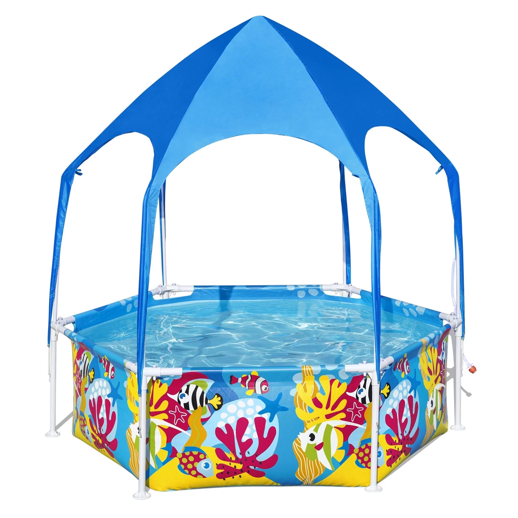 Bestway 6' x 20 Above Ground Round Swimming Pool with Shaded Canopy, Sea