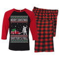 Wild Bobby Merry Christmas Shitter's Full Ugly Christmas Sweater 3/4 Sleeve Raglan Baseball Tee Bundle with Micropolar Fleece Pants, Mens Red, X-Large