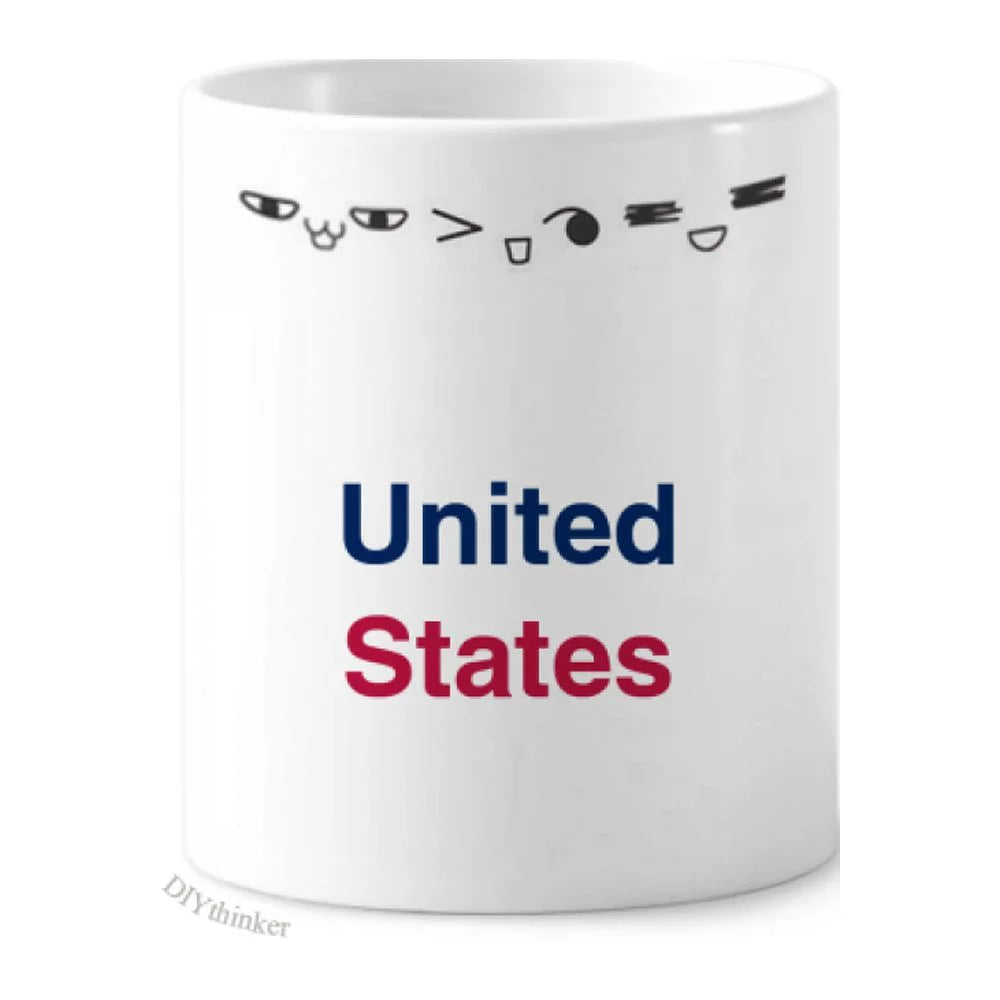 United States America Flag Colors English Toothbrush Mug Cup Cartoon Lovely Pen Holder