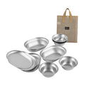 Colaxi Stainless Steel Plates and Bowls Camping Cookware Set Portable Camping Mess Set Camping Utensils for Hiking Home Beach Picnic