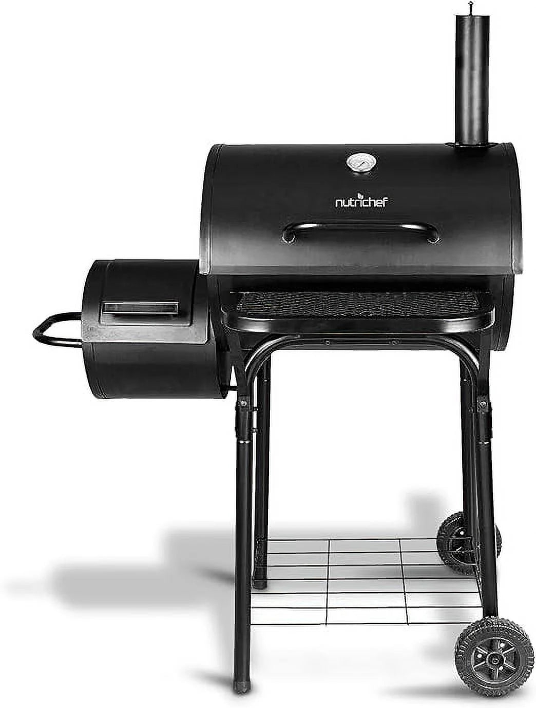 Open Box NutriChef Kitchen Charcoal Grill Offset Smoker Portable SLCSG20 - Black