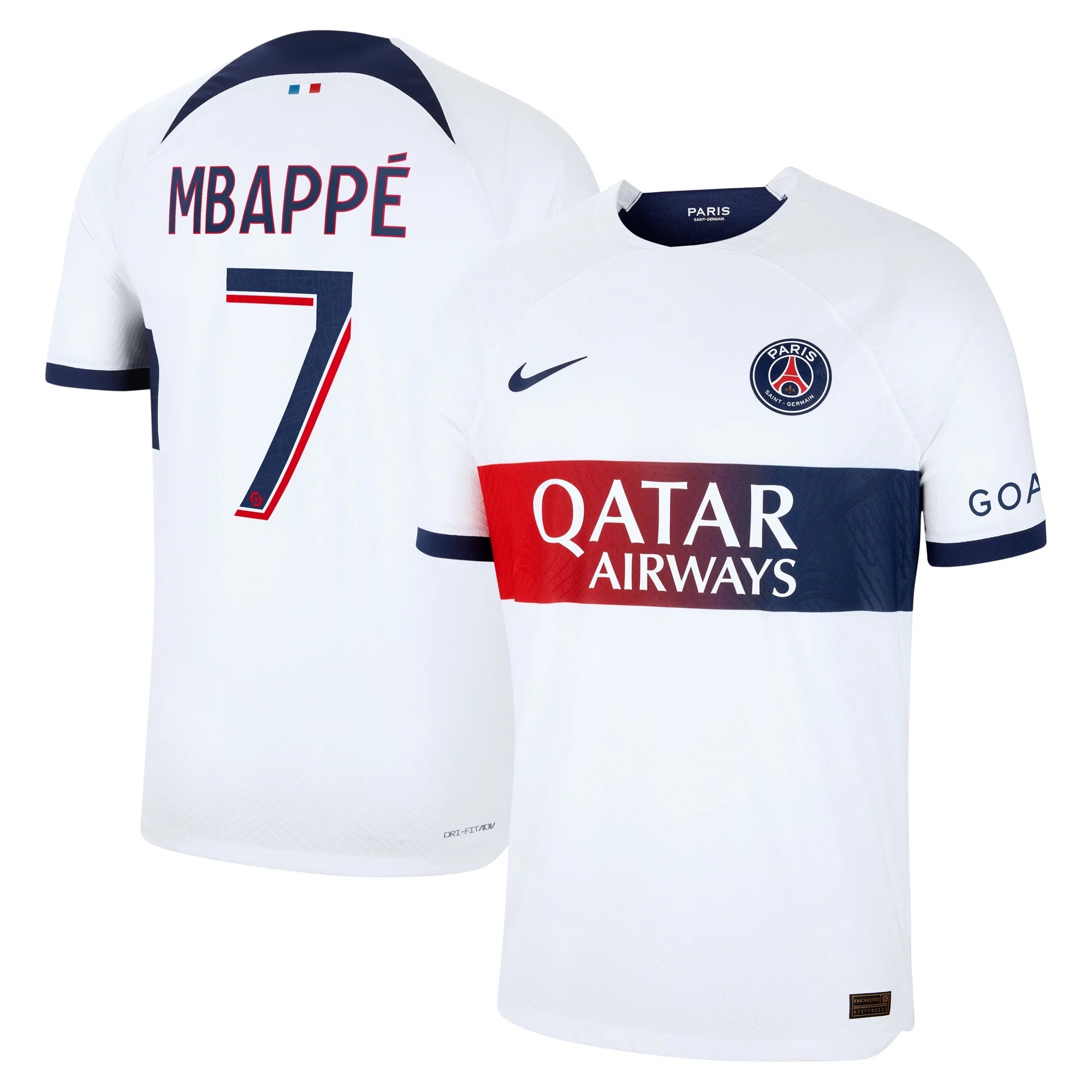 Men's Nike Kylian Mbappe White Paris Saint-Germain 2023/24 Away Match Authentic Player Jersey