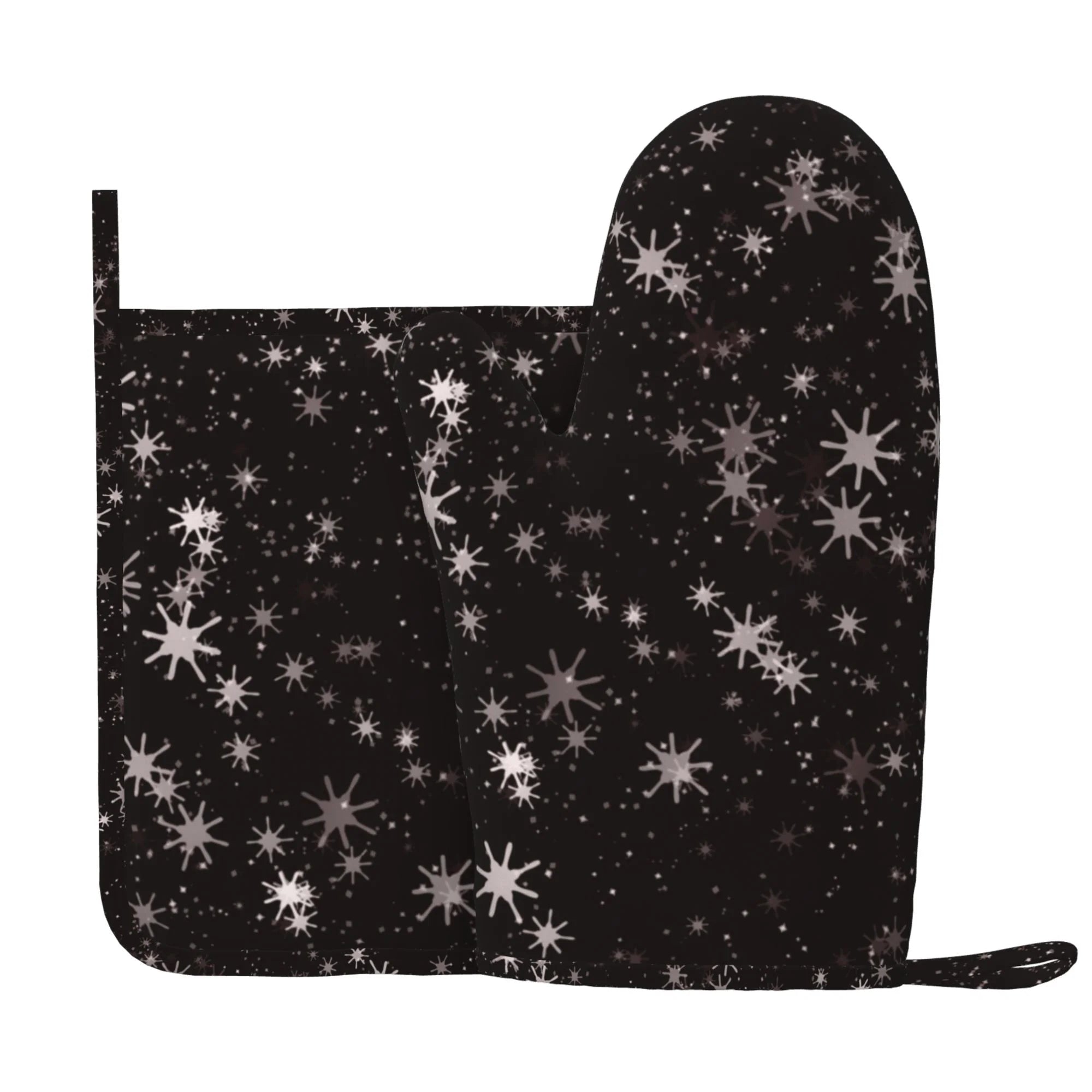 XMXY Oven Mitts and Pot Holders 2 Pcs Sets, Snow Snowflake Heat Resistant Silicone Cooking Gloves for Grill Baking BBQ Kitchen Decor