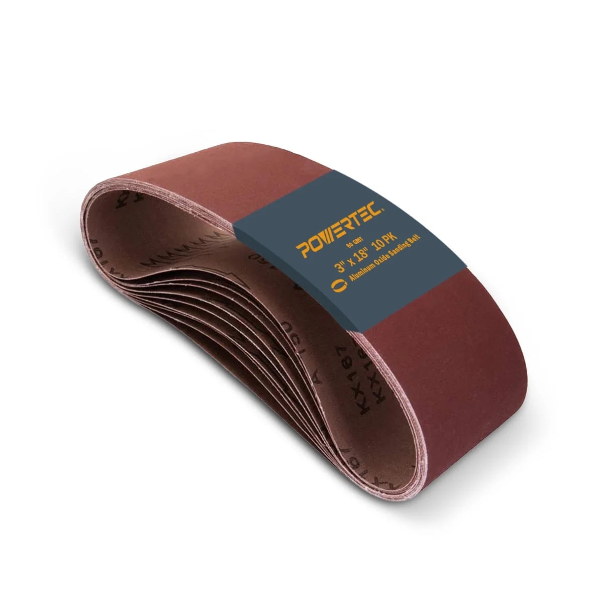 POWERTEC 10PK 3 x 18 inch Sanding Belts 60 Grit Aluminum Oxide Sanding Belt | Premium Sandpaper for Portable Belt Sander (110800)