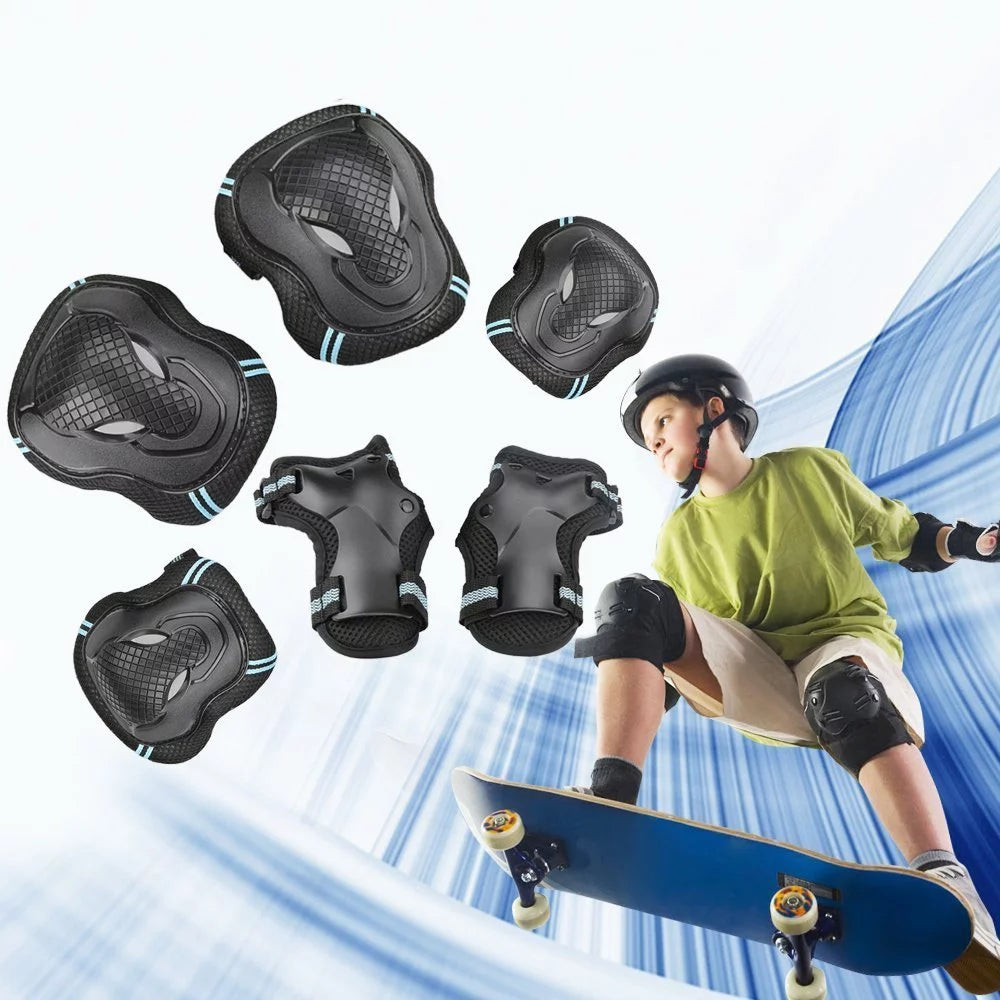 CoastaCloud Kid's Teens Childrens Adults 6PCS Wrist Elbow Knee Pads Outdoors Sports Safety Roller Cycling Blading Gear Guard Inline Skating,Skateboard, Scooter