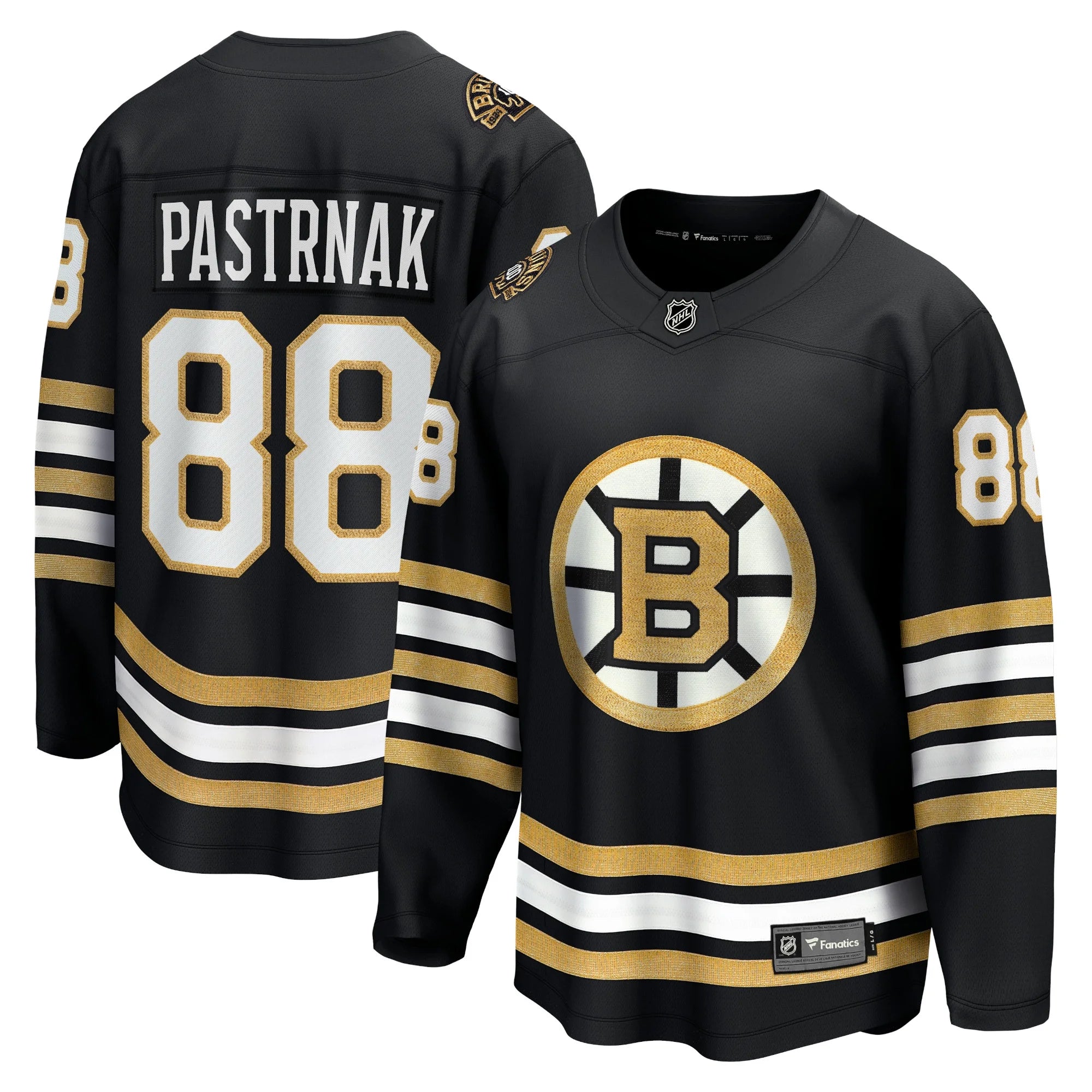 Men's Fanatics Branded David Pastrnak Black Boston Bruins 100th Anniversary Premier Breakaway Player Jersey