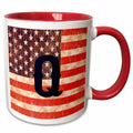 Initial Q- Distressed Vintage Look United States Flag with Monogram 15oz Two-Tone Red Mug mug-298809-10