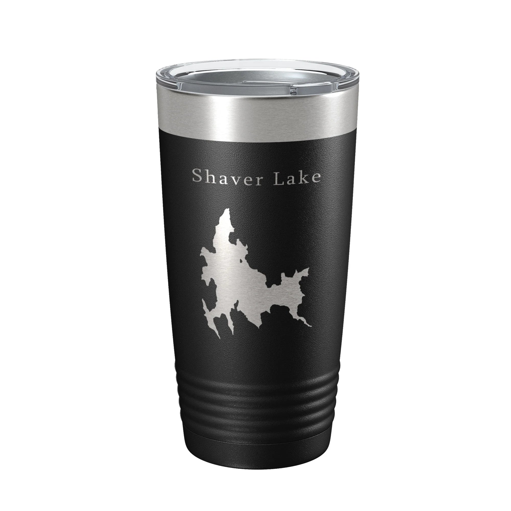 Shaver Lake Map Tumbler Travel Mug Insulated Laser Engraved Coffee Cup California 20 oz Black