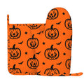 XMXY Oven Mitts and Pot Holders 2 Pcs Sets, Pumpkin Background Heat Resistant Silicone Cooking Gloves for Grill Baking BBQ Kitchen Decor