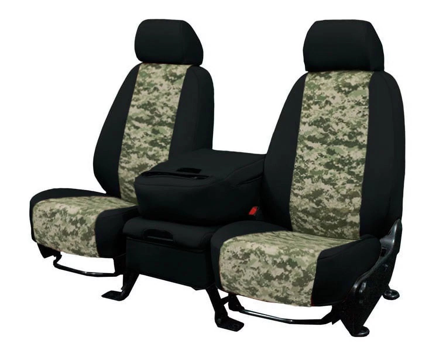 CalTrend Front Buckets Camo Seat Covers for 2013-2017 Buick/Chevy/GMG Enclave|Traverse|Acadia - CV536-98KS Forest Insert with Black Trim