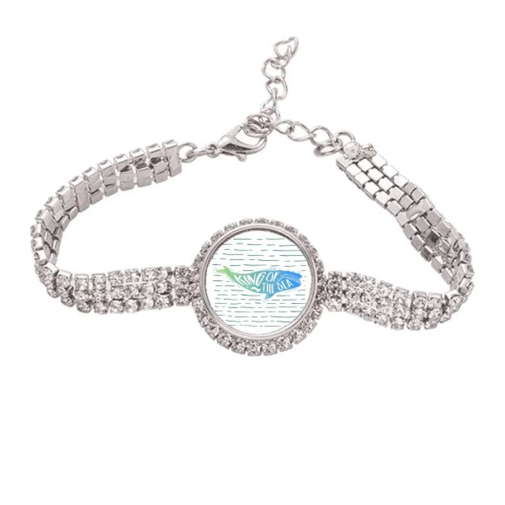 King Whale Sea Animal Art Deco Fashion Tennis Chain Anklet Bracelet Diamond Jewelry