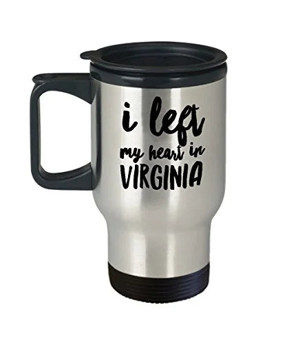 Virginia Home Mug - I Left My Heart In - United State Gift - 14 oz Stainless Steel Coffee Travel Cup