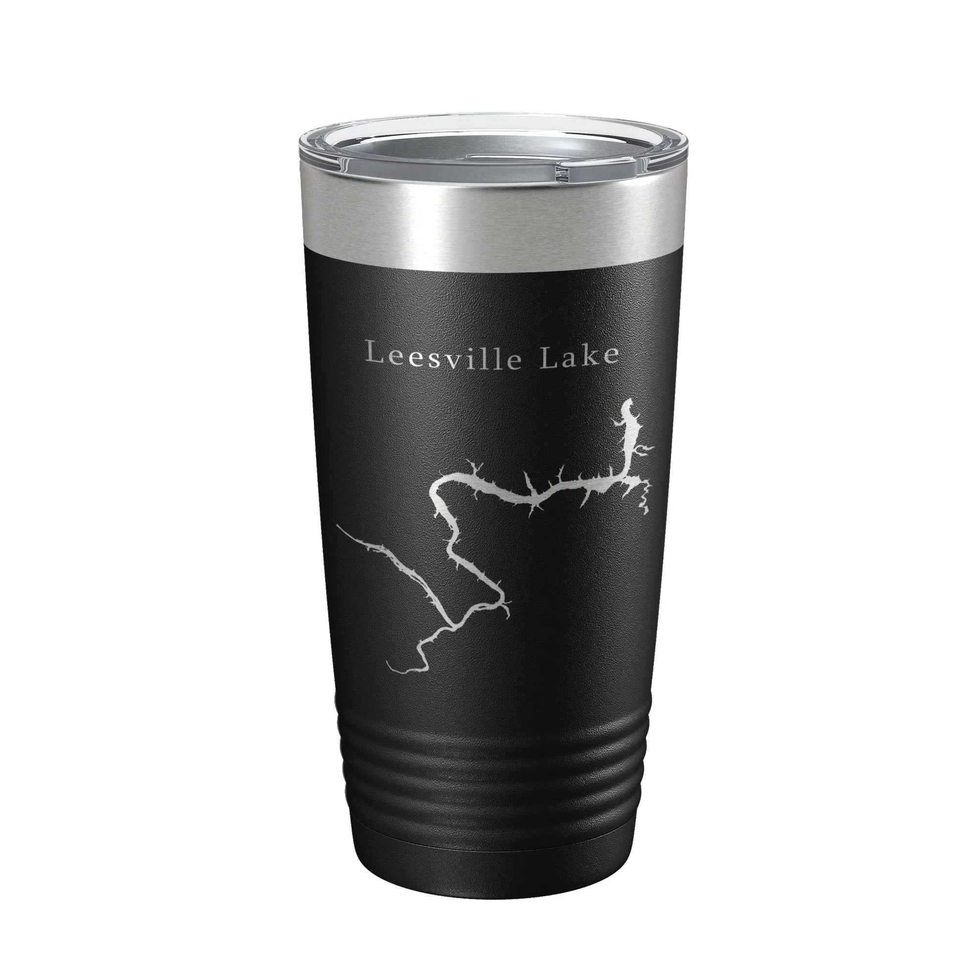 Leesville Lake Map Tumbler Travel Mug Insulated Laser Engraved Coffee Cup Virginia 20 oz Black