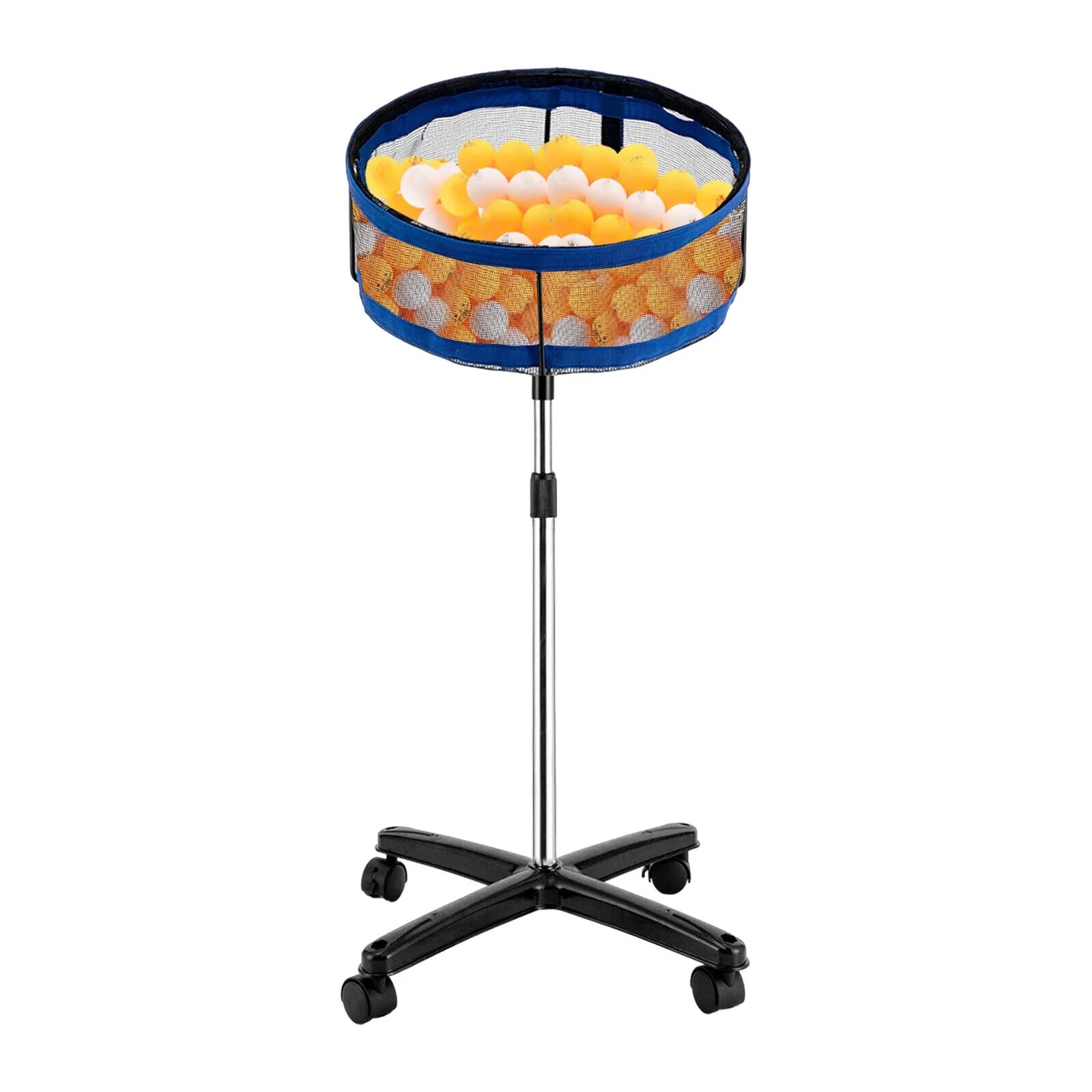 Oukaning Table Tennis Balls Collector Ping Pong Ball Collector Cart Multi-Ball Storage Large Capacity Adjustable Height