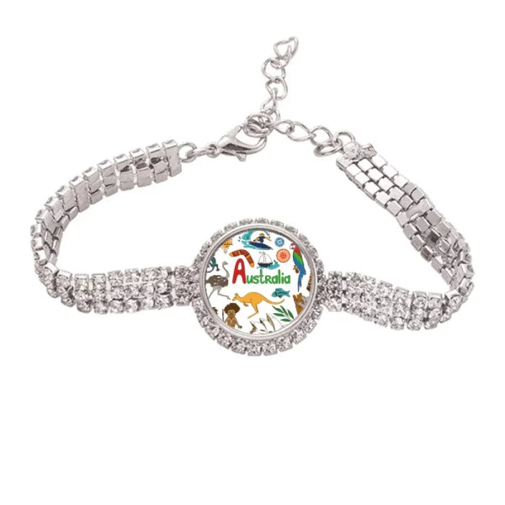Australia Landscape Animals National Flag Tennis Chain Anklet Bracelet Diamond Jewelry