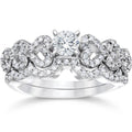 Pompeii 3/4ct Heart Shape Diamond Engagement Ring Set 14K White Gold (G/H,I2-I3)