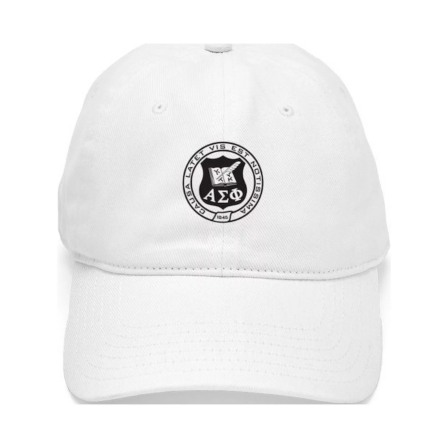 CafePress - Alpha Sigma Phi Black And White Seal - Printed Adjustable Cotton Canvas Baseball Hat