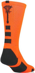 Midline Lacrosse Logo Crew Socks (Neon Orange/Black, Medium)