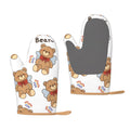XMXT 2 Pcs Silicone Oven Mitts, Flying Cartoon Bear Print Thickened Non-Slip BBQ Gloves, White