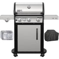 Weber 46802101 Spirit SP-335 Gas Grill, Stainless Steel Bundle with Generic Grill Cover Barbecue Waterproof Outdoor Protection and Aluminum Drip Pans (Set of 3)