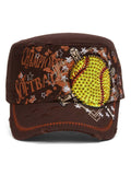 TopHeadwear Championship Softball Distressed Cadet Cap - Brown