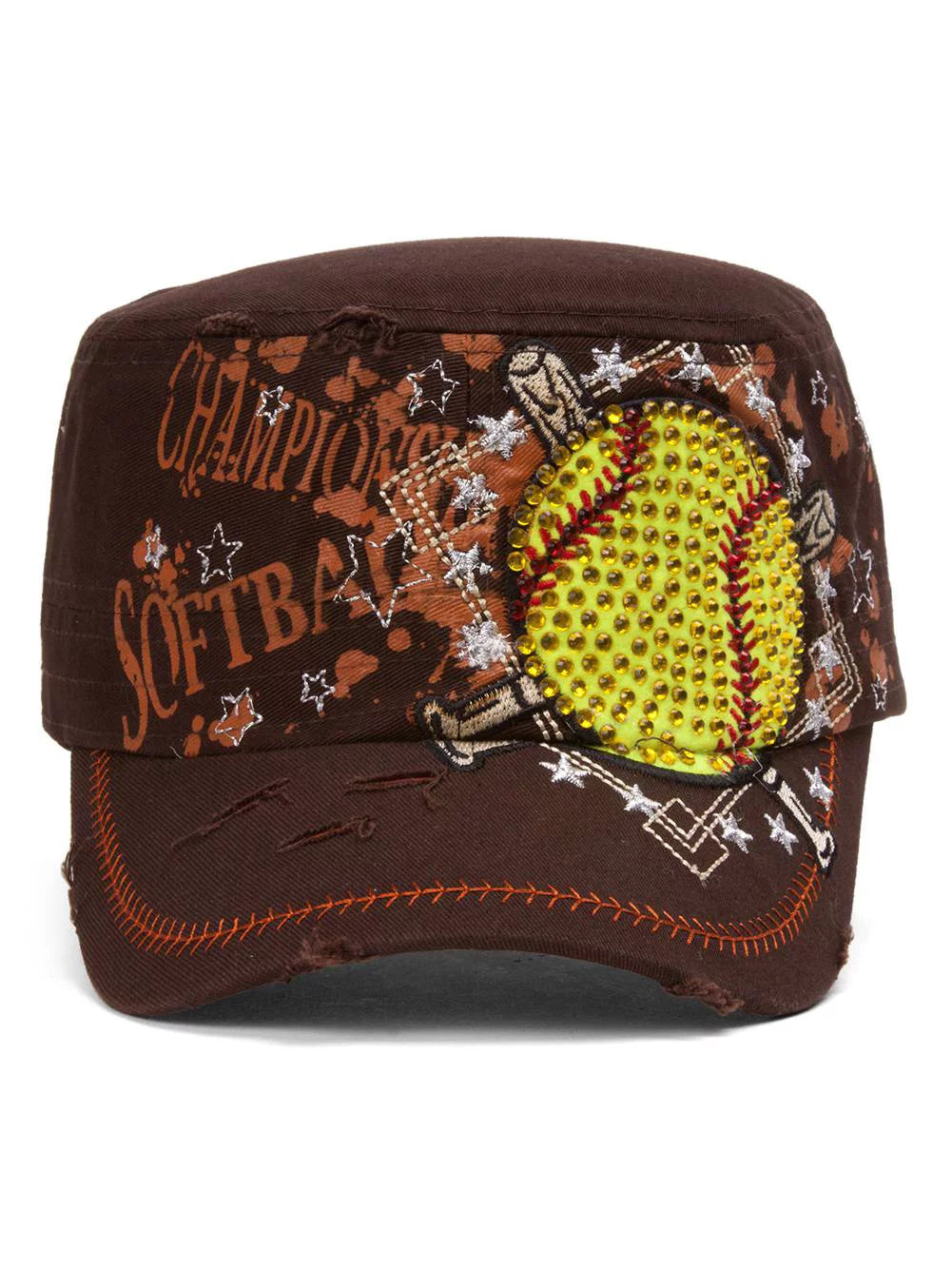 TopHeadwear Championship Softball Distressed Cadet Cap - Brown